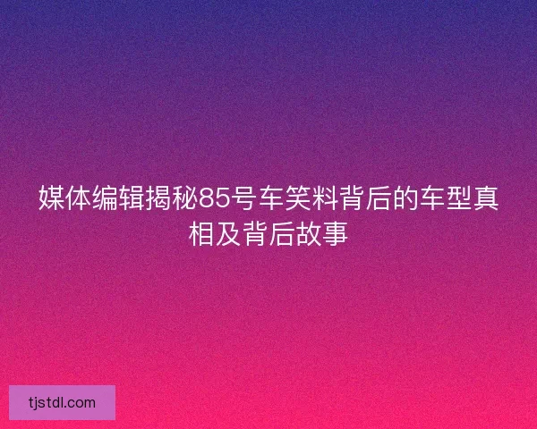 媒体编辑揭秘85号车笑料背后的车型真相及背后故事