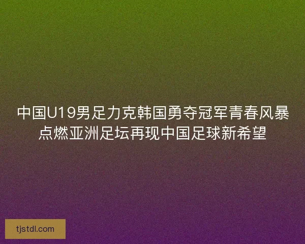 中国U19男足力克韩国勇夺冠军青春风暴点燃亚洲足坛再现中国足球新希望 中国U19男足力克韩国勇夺冠军青春风暴点燃亚洲足坛再现中国足球新希望